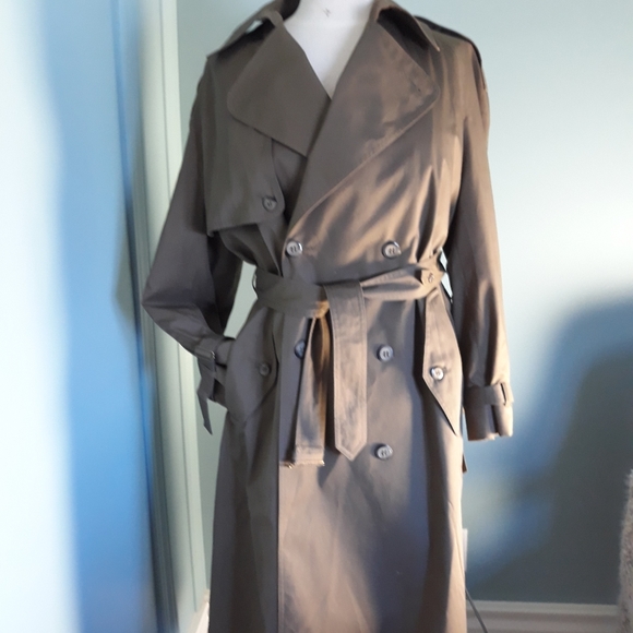 Erba 🧨Travel Harry Rosen khaki Trench Coat 38 Petit - Picture 2 of 15